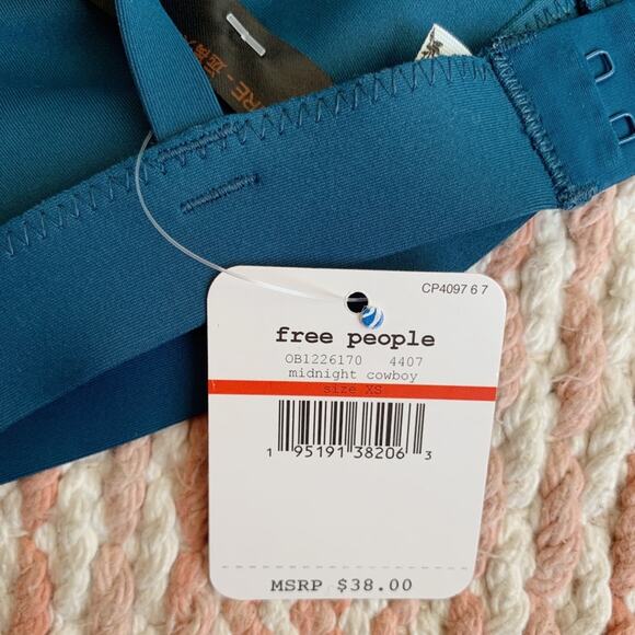 Dark Teal Free People x Revolve Oh Scuba Triangle Cup V-Neck Ring Bralette XS - Picture 4 of 5